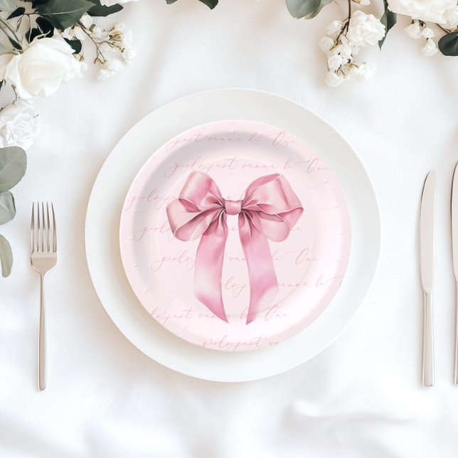 Prato De Papel Meninas só querem ser um Arco rosa no aniversário (Criador carregado)