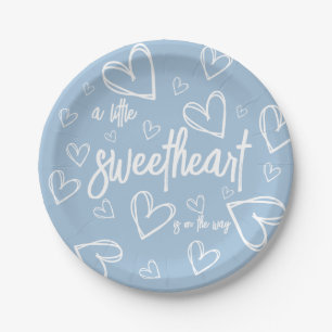 Prato De Papel Menino Azul Chuvinha de Amor Bebê Moderno Minimali