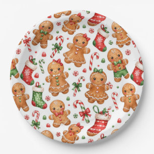 Prato De Papel Menino e Menina de Biscoito de Natal com Meias