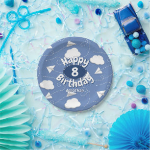 Prato De Papel menino ou menina aniversário aviões de papel voand