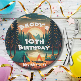Prato De Papel Meninos acampando Aventura Aniversário