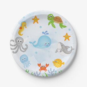 Prato De Papel Meninos Sob O Mar Ao Longo Do Mar primeiro anivers