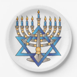 Prato De Papel Menorá Judaica