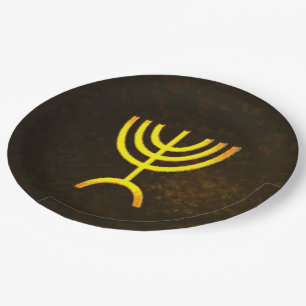 Prato De Papel Menorah Flame