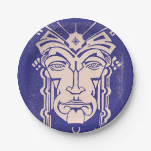 Prato De Papel Mensageiro de Mercúrio da mitologia grega azul