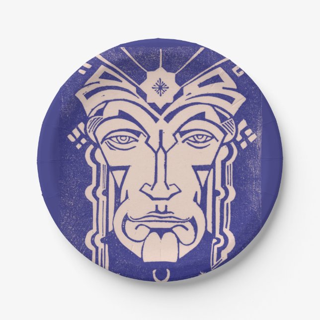 Prato De Papel Mensageiro de Mercúrio da mitologia grega azul (Frente)