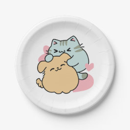 Prato De Papel Meow & Woof Perfect Toga - Gato e Cachorro Bonitos