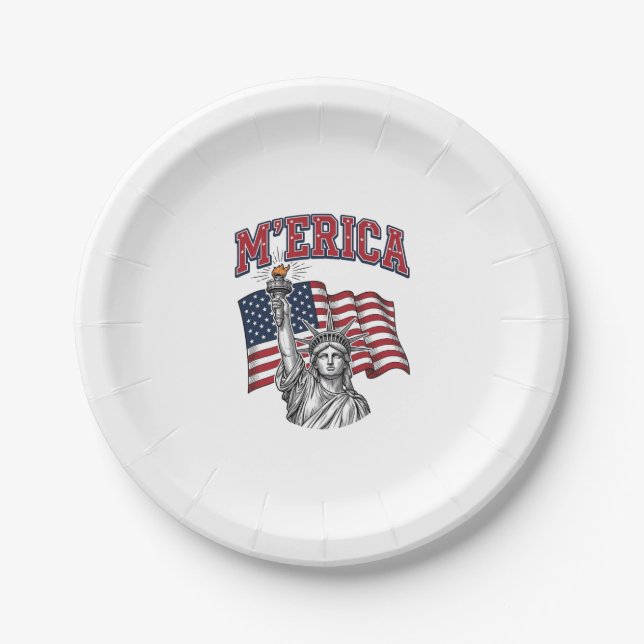 Prato De Papel MERICA Antigo Liberdade Patriótico (Frente)