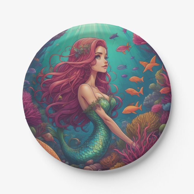 Prato De Papel Mermaid Red (Frente)
