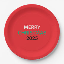 MERRY CHRISTMAS 2025 PAPER PLATES