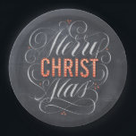 Prato De Papel Merry CHRISTmas Christian Chalkboard Calliografia<br><div class="desc">Acenda o seu nome em luzes de marque e faça as pessoas lembrarem-se do porquê de dizermos "Feliz Natal". Esta design vem em algumas variações e você pode querer verificá-las todas para ver exatamente que direção você quer tomar. A inscrição profissional de Ivan Angelic é mostrada em preto para fundo...</div>
