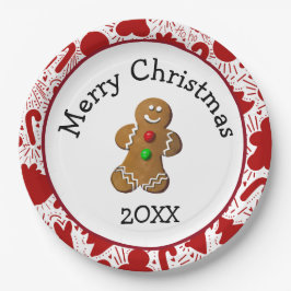 Prato De Papel Merry Christmas Gingerbread Man