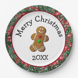 Prato De Papel Merry Christmas Gingerbread Man