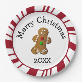 Prato De Papel Merry Christmas Gingerbread Man