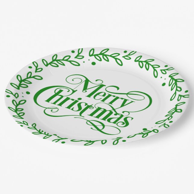 PRATO DE PAPEL MERRY CHRISTMAS GREEN WREATH (Inclinado)