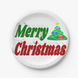 Prato De Papel Merry Christmas Tree red - Tpografia verde