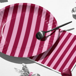 Prato De Papel Merry little red stripe Christmas Party Plate