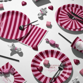 Prato De Papel Merry little red stripe Christmas Party Plate