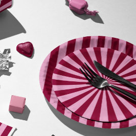 Prato De Papel Merry little red stripe Christmas Party Plate