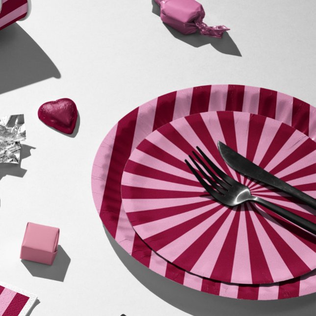 Prato De Papel Merry little red stripe Christmas Party Plate (Criador carregado)