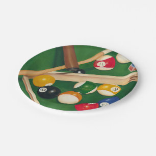 Prato De Papel Mesa de Bilhar de Vida com Bolas e Giz