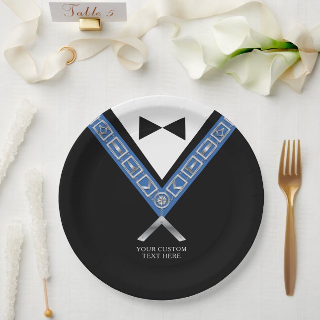 Prato De Papel Mestrados Masônicos Jewel Tux Modelo Freemason (Casamento)
