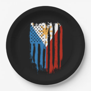 Prato De Papel Metade Americano Metade Filipino Bandeira das Fili