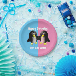 Prato De Papel Meu amigo, o pinguim, personalizado para o Twins P
