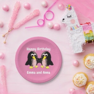 Prato De Papel Meu amigo, o pinguim, personalizado para o Twins P