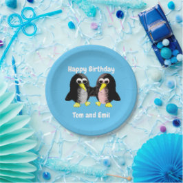Prato De Papel Meu amigo, o pinguim, personalizado para o Twins P