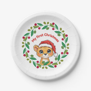 Prato De Papel Meu primeiro Ornamento de Natal