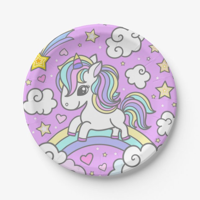 Prato De Papel Meu Unicórnio Favorito (Frente)