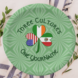 Prato De Papel Mexicano Irish American Flags Shamrock Personaliza