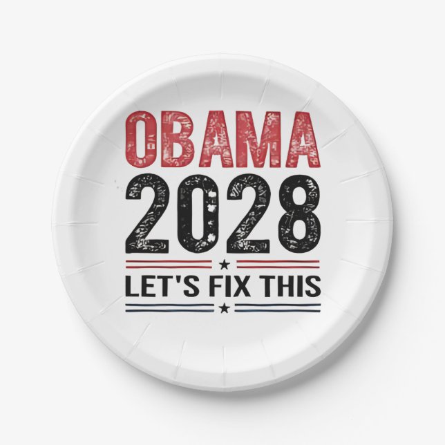 Prato De Papel Michelle Obama para o Presidente Obama 2028 (Frente)