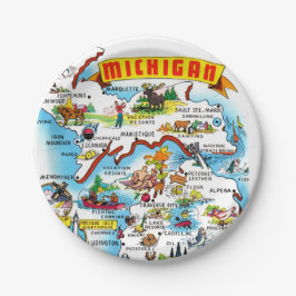 Prato De Papel Michigan Postcard Map 