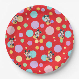 Prato De Papel Mickey Mouse Bolinhas Vermelho Chã de Bebê