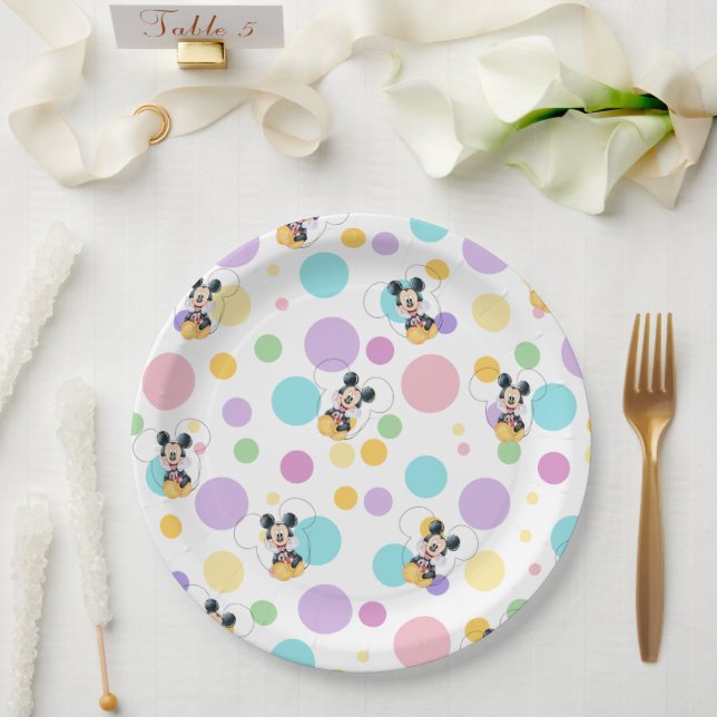Prato De Papel Mickey Mouse Polka Dot Baby Shower (Casamento)