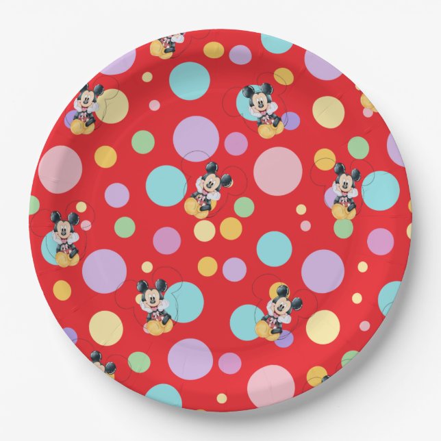 Prato De Papel Mickey Mouse Polka Dot  red Baby Shower (Frente)