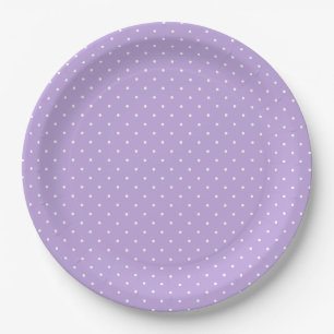 Prato De Papel Micro Bolinha Branco - Lavanda Suave