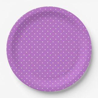 Prato De Papel Micro Bolinha Branco - Orquídea Roxo