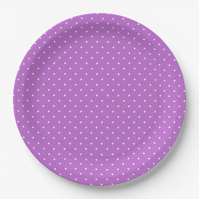 Prato De Papel Micro Bolinha Branco - Orquídea Roxo (Frente)