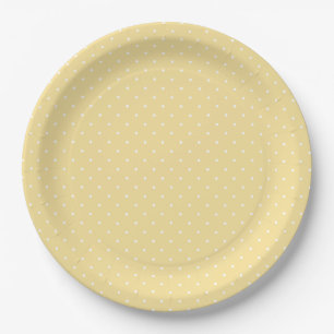 Prato De Papel Micro Bolinhas Branco - Amarelo Canário