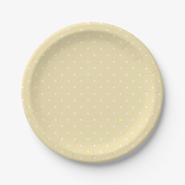 Prato De Papel Micro Bolinhas de Primavera | Buttercream (Frente)