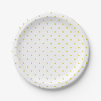 Prato De Papel Micro Stars Golden Yellow - White