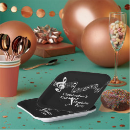 Prato De Papel Microfone em Escala Musical do Partido Karaoke