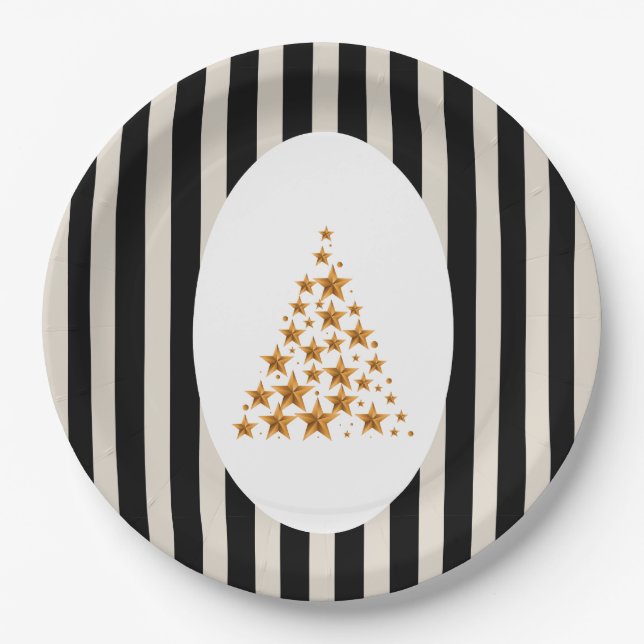 Prato De Papel Mid century christmas tree with Golden star (Frente)