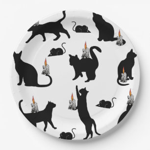 Prato De Papel Mikitiez assustador bombay gato preto halloween
