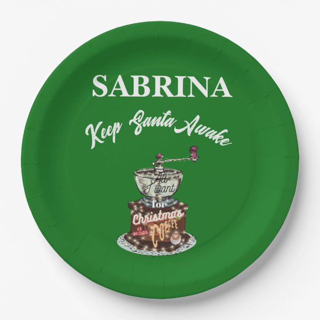 Prato De Papel Mikitiez café, natal, citando cafeína fofa (Frente)