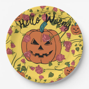 Prato De Papel Mikitiez halloween abóbora assustada outubro outon