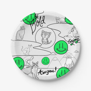 Prato De Papel Mikitiez miau festa de gato de verão na praia 